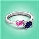 3 - Afra 1.80 ctw Pink Sapphire Pear Shape (7x5 mm) & Blue Sapphire Oval Shape (7x5 mm) Toi Et Moi Engagement Ring 