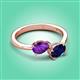 3 - Afra 1.55 ctw Amethyst Pear Shape (7x5 mm) & Blue Sapphire Oval Shape (7x5 mm) Toi Et Moi Engagement Ring 