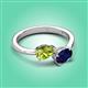 3 - Afra 1.70 ctw Peridot Pear Shape (7x5 mm) & Blue Sapphire Oval Shape (7x5 mm) Toi Et Moi Engagement Ring 