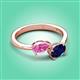 3 - Afra 1.80 ctw Pink Sapphire Pear Shape (7x5 mm) & Blue Sapphire Oval Shape (7x5 mm) Toi Et Moi Engagement Ring 