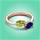 3 - Afra 1.70 ctw Peridot Pear Shape (7x5 mm) & Blue Sapphire Oval Shape (7x5 mm) Toi Et Moi Engagement Ring 