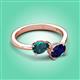 3 - Afra 1.75 ctw London Blue Topaz Pear Shape (7x5 mm) & Blue Sapphire Oval Shape (7x5 mm) Toi Et Moi Engagement Ring 