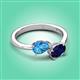 3 - Afra 1.75 ctw Blue Topaz Pear Shape (7x5 mm) & Blue Sapphire Oval Shape (7x5 mm) Toi Et Moi Engagement Ring 