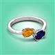3 - Afra 1.55 ctw Citrine Pear Shape (7x5 mm) & Blue Sapphire Oval Shape (7x5 mm) Toi Et Moi Engagement Ring 
