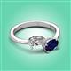 3 - Afra 1.75 ctw Moissanite Pear Shape (7x5 mm) & Blue Sapphire Oval Shape (7x5 mm) Toi Et Moi Engagement Ring 