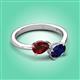 3 - Afra 1.80 ctw Red Garnet Pear Shape (7x5 mm) & Blue Sapphire Oval Shape (7x5 mm) Toi Et Moi Engagement Ring 