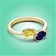3 - Afra 1.80 ctw Yellow Sapphire Pear Shape (7x5 mm) & Blue Sapphire Oval Shape (7x5 mm) Toi Et Moi Engagement Ring 