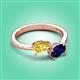 3 - Afra 1.80 ctw Yellow Sapphire Pear Shape (7x5 mm) & Blue Sapphire Oval Shape (7x5 mm) Toi Et Moi Engagement Ring 