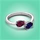 3 - Afra 1.80 ctw Rhodolite Garnet Pear Shape (7x5 mm) & Blue Sapphire Oval Shape (7x5 mm) Toi Et Moi Engagement Ring 