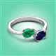 3 - Afra 1.70 ctw Emerald Pear Shape (7x5 mm) & Blue Sapphire Oval Shape (7x5 mm) Toi Et Moi Engagement Ring 
