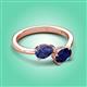 3 - Afra 1.50 ctw Iolite Pear Shape (7x5 mm) & Blue Sapphire Oval Shape (7x5 mm) Toi Et Moi Engagement Ring 
