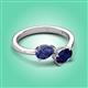 3 - Afra 1.50 ctw Iolite Pear Shape (7x5 mm) & Blue Sapphire Oval Shape (7x5 mm) Toi Et Moi Engagement Ring 