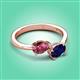 3 - Afra 1.60 ctw Pink Tourmaline Pear Shape (7x5 mm) & Blue Sapphire Oval Shape (7x5 mm) Toi Et Moi Engagement Ring 