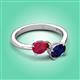 3 - Afra 1.85 ctw Ruby Pear Shape (7x5 mm) & Blue Sapphire Oval Shape (7x5 mm) Toi Et Moi Engagement Ring 