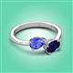 3 - Afra 1.65 ctw Tanzanite Pear Shape (7x5 mm) & Blue Sapphire Oval Shape (7x5 mm) Toi Et Moi Engagement Ring 