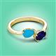 3 - Afra 1.25 ctw Turquoise Pear Shape (7x5 mm) & Blue Sapphire Oval Shape (7x5 mm) Toi Et Moi Engagement Ring 