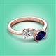 3 - Afra 1.80 ctw White Sapphire Pear Shape (7x5 mm) & Blue Sapphire Oval Shape (7x5 mm) Toi Et Moi Engagement Ring 