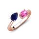 4 - Afra 1.90 ctw Blue Sapphire Pear Shape (7x5 mm) & Pink Sapphire Oval Shape (7x5 mm) Toi Et Moi Engagement Ring 