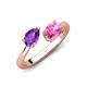 4 - Afra 1.65 ctw Amethyst Pear Shape (7x5 mm) & Pink Sapphire Oval Shape (7x5 mm) Toi Et Moi Engagement Ring 