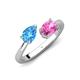 4 - Afra 1.85 ctw Blue Topaz Pear Shape (7x5 mm) & Pink Sapphire Oval Shape (7x5 mm) Toi Et Moi Engagement Ring 