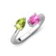 4 - Afra 1.80 ctw Peridot Pear Shape (7x5 mm) & Pink Sapphire Oval Shape (7x5 mm) Toi Et Moi Engagement Ring 