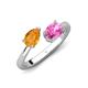 4 - Afra 1.65 ctw Citrine Pear Shape (7x5 mm) & Pink Sapphire Oval Shape (7x5 mm) Toi Et Moi Engagement Ring 