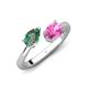 4 - Afra 1.86 ctw Lab Created Alexandrite Pear Shape (7x5 mm) & Pink Sapphire Oval Shape (7x5 mm) Toi Et Moi Engagement Ring 