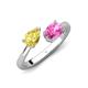 4 - Afra 1.90 ctw Yellow Sapphire Pear Shape (7x5 mm) & Pink Sapphire Oval Shape (7x5 mm) Toi Et Moi Engagement Ring 