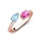 4 - Afra 1.60 ctw Aquamarine Pear Shape (7x5 mm) & Pink Sapphire Oval Shape (7x5 mm) Toi Et Moi Engagement Ring 