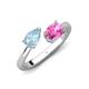4 - Afra 1.60 ctw Aquamarine Pear Shape (7x5 mm) & Pink Sapphire Oval Shape (7x5 mm) Toi Et Moi Engagement Ring 