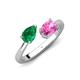 4 - Afra 1.80 ctw Emerald Pear Shape (7x5 mm) & Pink Sapphire Oval Shape (7x5 mm) Toi Et Moi Engagement Ring 