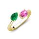 4 - Afra 1.80 ctw Emerald Pear Shape (7x5 mm) & Pink Sapphire Oval Shape (7x5 mm) Toi Et Moi Engagement Ring 