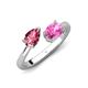 4 - Afra 1.70 ctw Pink Tourmaline Pear Shape (7x5 mm) & Pink Sapphire Oval Shape (7x5 mm) Toi Et Moi Engagement Ring 