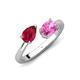 4 - Afra 1.95 ctw Ruby Pear Shape (7x5 mm) & Pink Sapphire Oval Shape (7x5 mm) Toi Et Moi Engagement Ring 