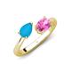4 - Afra 1.35 ctw Turquoise Pear Shape (7x5 mm) & Pink Sapphire Oval Shape (7x5 mm) Toi Et Moi Engagement Ring 