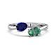 1 - Afra 2.06 ctw Blue Sapphire Pear Shape (7x5 mm) & Lab Created Alexandrite Oval Shape (7x5 mm) Toi Et Moi Engagement Ring 