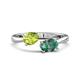 1 - Afra 1.96 ctw Peridot Pear Shape (7x5 mm) & Lab Created Alexandrite Oval Shape (7x5 mm) Toi Et Moi Engagement Ring 