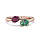 1 - Afra 2.06 ctw Rhodolite Garnet Pear Shape (7x5 mm) & Lab Created Alexandrite Oval Shape (7x5 mm) Toi Et Moi Engagement Ring 