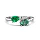 1 - Afra 1.96 ctw Emerald Pear Shape (7x5 mm) & Lab Created Alexandrite Oval Shape (7x5 mm) Toi Et Moi Engagement Ring 