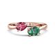 1 - Afra 1.86 ctw Pink Tourmaline Pear Shape (7x5 mm) & Lab Created Alexandrite Oval Shape (7x5 mm) Toi Et Moi Engagement Ring 