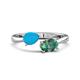 1 - Afra 1.51 ctw Turquoise Pear Shape (7x5 mm) & Lab Created Alexandrite Oval Shape (7x5 mm) Toi Et Moi Engagement Ring 