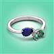 3 - Afra 2.06 ctw Blue Sapphire Pear Shape (7x5 mm) & Lab Created Alexandrite Oval Shape (7x5 mm) Toi Et Moi Engagement Ring 