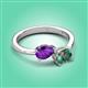 3 - Afra 1.81 ctw Amethyst Pear Shape (7x5 mm) & Lab Created Alexandrite Oval Shape (7x5 mm) Toi Et Moi Engagement Ring 