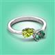 3 - Afra 1.96 ctw Peridot Pear Shape (7x5 mm) & Lab Created Alexandrite Oval Shape (7x5 mm) Toi Et Moi Engagement Ring 