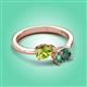 3 - Afra 1.96 ctw Peridot Pear Shape (7x5 mm) & Lab Created Alexandrite Oval Shape (7x5 mm) Toi Et Moi Engagement Ring 