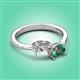 3 - Afra 2.01 ctw Moissanite Pear Shape (7x5 mm) & Lab Created Alexandrite Oval Shape (7x5 mm) Toi Et Moi Engagement Ring 