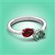 3 - Afra 2.06 ctw Red Garnet Pear Shape (7x5 mm) & Lab Created Alexandrite Oval Shape (7x5 mm) Toi Et Moi Engagement Ring 