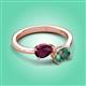 3 - Afra 2.06 ctw Rhodolite Garnet Pear Shape (7x5 mm) & Lab Created Alexandrite Oval Shape (7x5 mm) Toi Et Moi Engagement Ring 