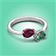 3 - Afra 2.06 ctw Rhodolite Garnet Pear Shape (7x5 mm) & Lab Created Alexandrite Oval Shape (7x5 mm) Toi Et Moi Engagement Ring 