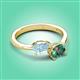 3 - Afra 1.76 ctw Aquamarine Pear Shape (7x5 mm) & Lab Created Alexandrite Oval Shape (7x5 mm) Toi Et Moi Engagement Ring 